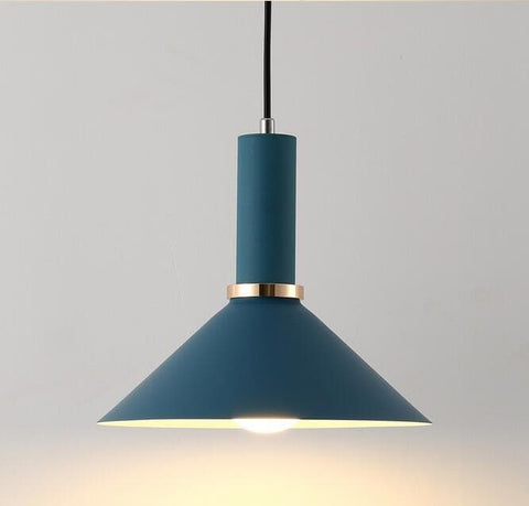 Pendant Light with Geometric Metal Shade and Brushed Brass Accents