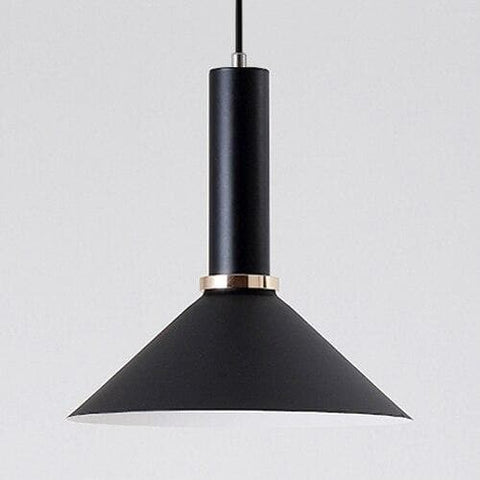 Pendant Light with Geometric Metal Shade and Brushed Brass Accents