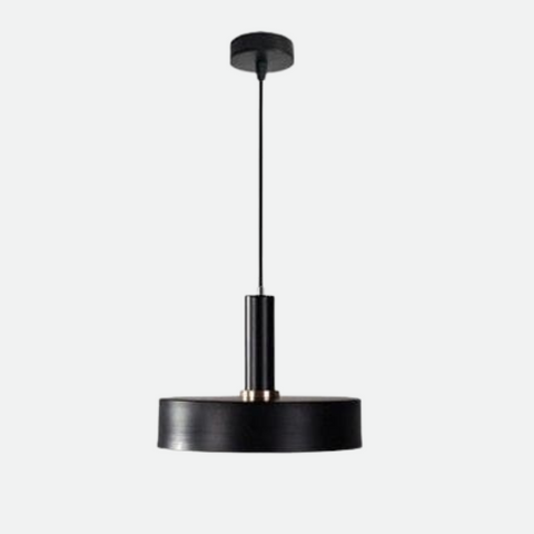 Pendant Light with Geometric Metal Shade and Brushed Brass Accents