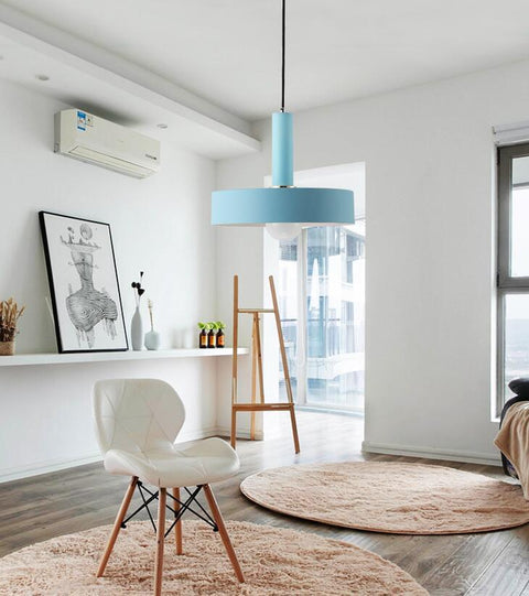 Pendant Light with Geometric Metal Shade and Brushed Brass Accents