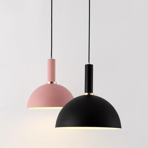 Pendant Light with Geometric Metal Shade and Brushed Brass Accents