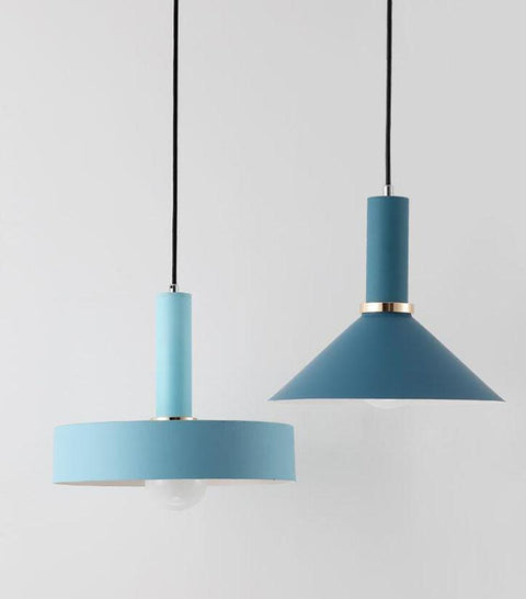 Pendant Light with Geometric Metal Shade and Brushed Brass Accents