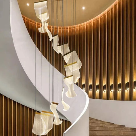 Sculptural LED Chandelier with Acrylic Panels for Living and Dining Rooms