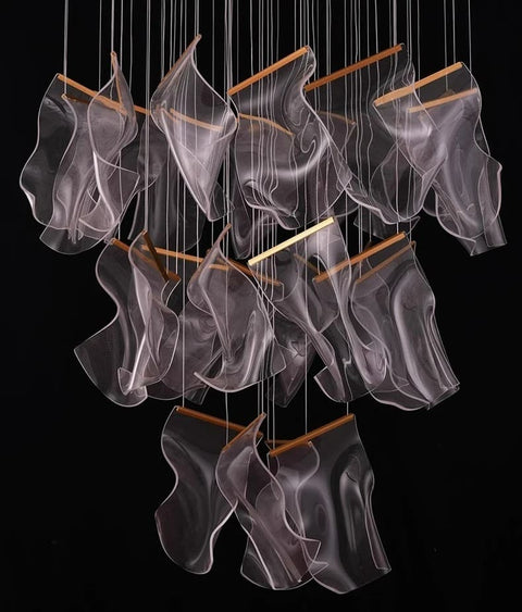 Sculptural LED Chandelier with Acrylic Panels for Living and Dining Rooms
