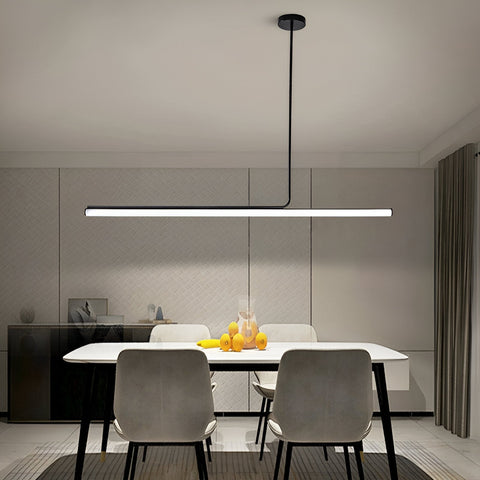 Pendant Light with Linear Aluminum Bar and Warm LED Glow