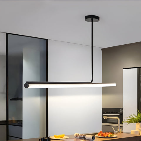 Pendant Light with Linear Aluminum Bar and Warm LED Glow