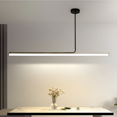Pendant Light with Linear Aluminum Bar and Warm LED Glow