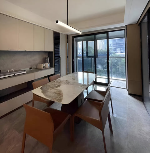 Pendant Light with Linear Aluminum Bar and Warm LED Glow