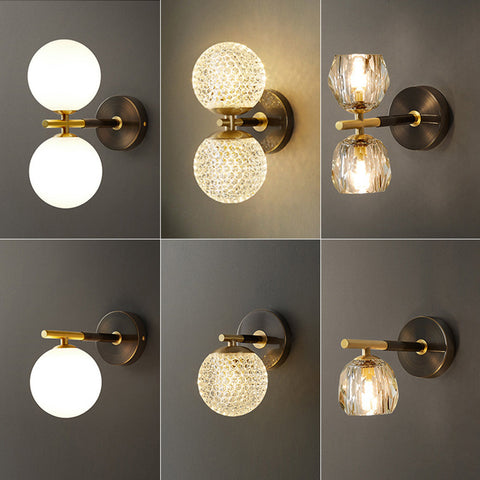 Copper Wall Sconce with Decorative Globe Shade
