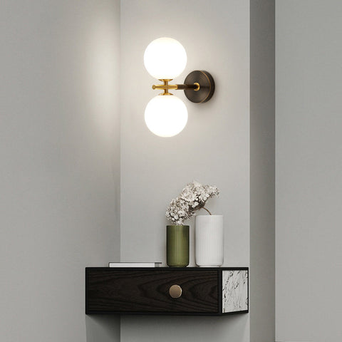 Copper Wall Sconce with Decorative Globe Shade
