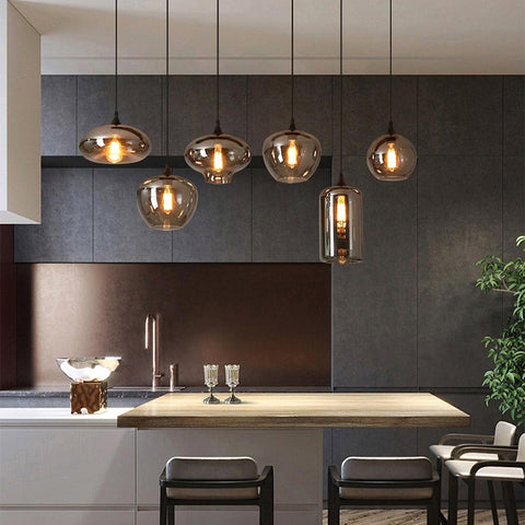 Smoked Glass Multi-Light Pendant for Dining Room and Kitchen Island