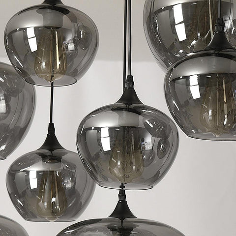 Smoked Glass Multi-Light Pendant for Dining Room and Kitchen Island