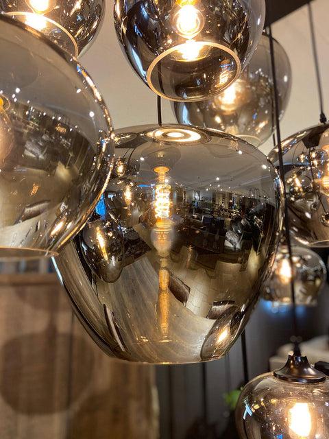 Smoked Glass Multi-Light Pendant for Dining Room and Kitchen Island