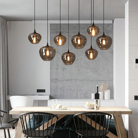 Smoked Glass Multi-Light Pendant for Dining Room and Kitchen Island