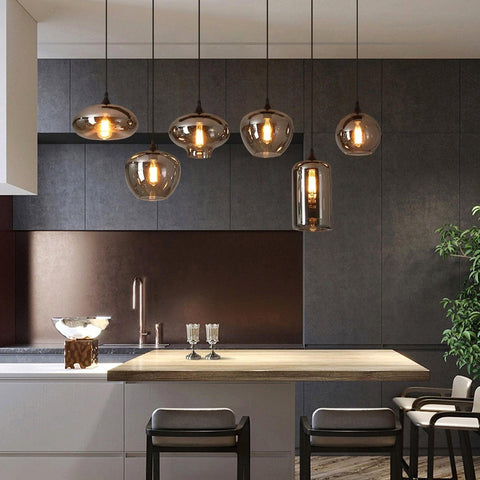 Smoked Glass Multi-Light Pendant for Dining Room and Kitchen Island