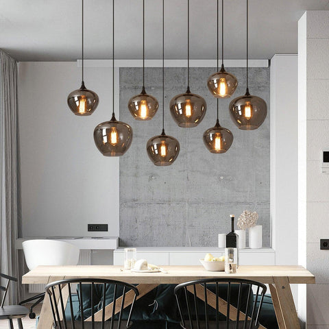 Smoked Glass Multi-Light Pendant for Dining Room and Kitchen Island