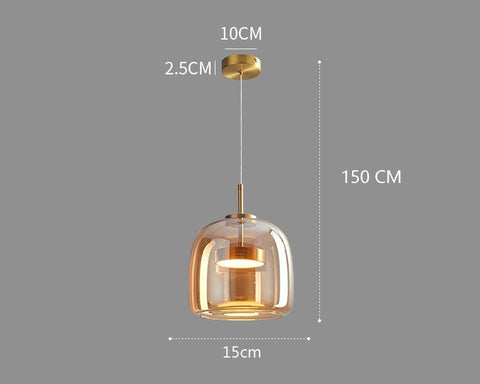 Vintage Tinted Glass LED Pendant Light for Dining Rooms and Kitchens