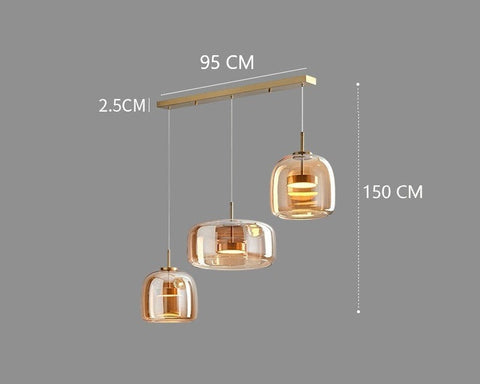 Vintage Tinted Glass LED Pendant Light for Dining Rooms and Kitchens