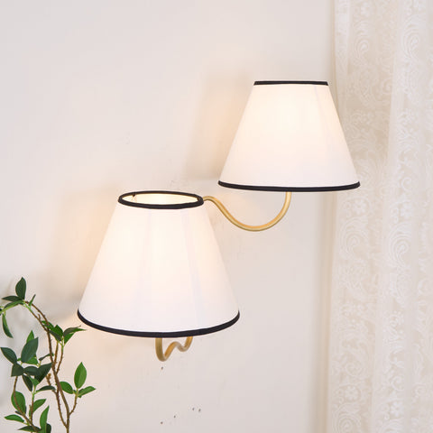 Curved Arm Wall Sconce with Tailored Fabric Shade