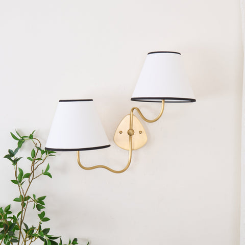 Curved Arm Wall Sconce with Tailored Fabric Shade