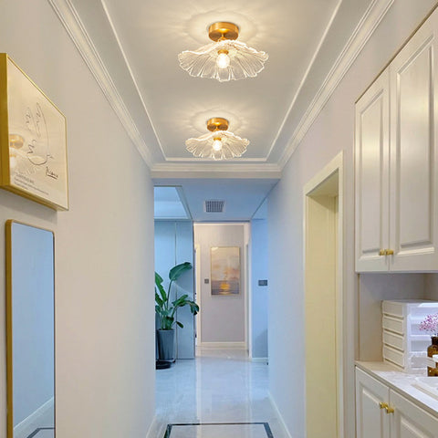 Fluted Glass Flower Ceiling Light for Bedroom and Living Room Decor