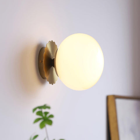 Glass Globe Wall Sconce for Bedrooms, Living Rooms, and Home Hallways