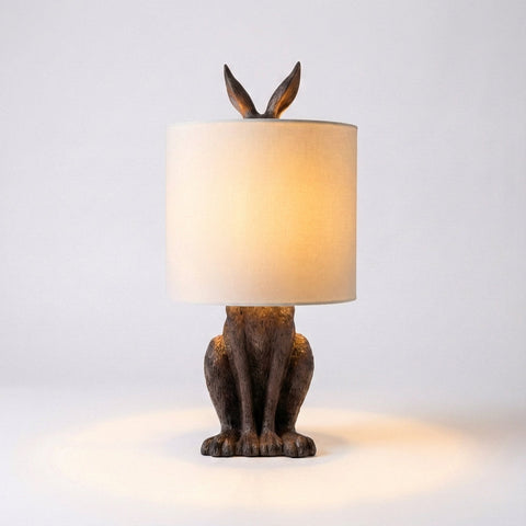 Sculptural Animal Table Lamp with Fabric Shade and Decorative Character Base