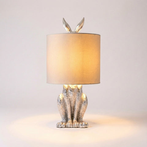 Sculptural Animal Table Lamp with Fabric Shade and Decorative Character Base