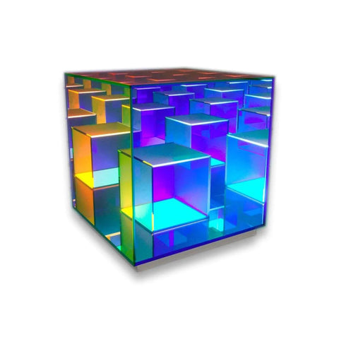 Geometric Cube Table Lamp with Colorful Transparent Panels and Decorative Light Effects