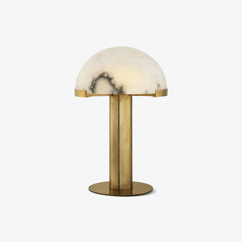 Table Lamp with Alabaster Shade and Bronze Mushroom Base