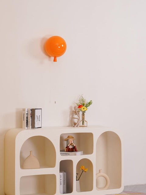 Wall and Ceiling Light with Balloon Shade and Pull Cord Detail