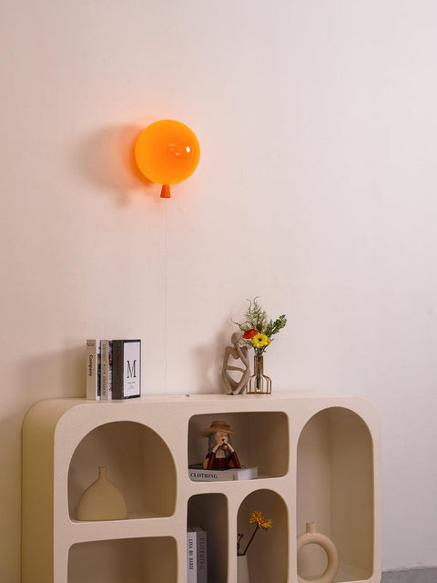 Wall and Ceiling Light with Balloon Shade and Pull Cord Detail