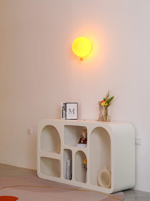 Wall and Ceiling Light with Balloon Shade and Pull Cord Detail