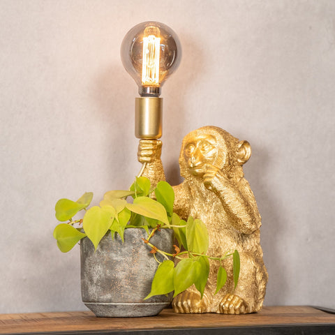 Golden Monkey Table Lamp with Decorative Sculptural Design and E27 Style Bulb