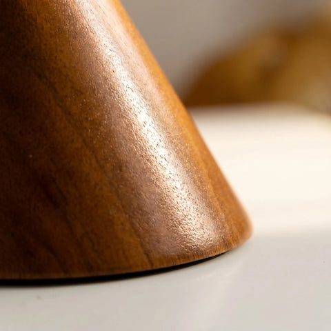 Table Lamp with Tapered Wood Base and Conical Shade