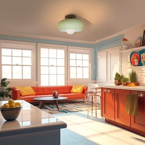 Glass Semi-Flush Ceiling Light with Mid-Century Form