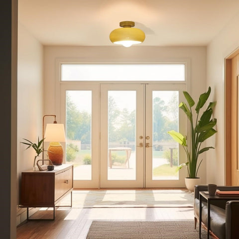Glass Semi-Flush Ceiling Light with Mid-Century Form