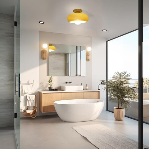 Glass Semi-Flush Ceiling Light with Mid-Century Form