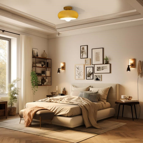 Glass Semi-Flush Ceiling Light with Mid-Century Form