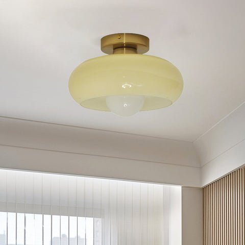 Glass Semi-Flush Ceiling Light with Mid-Century Form
