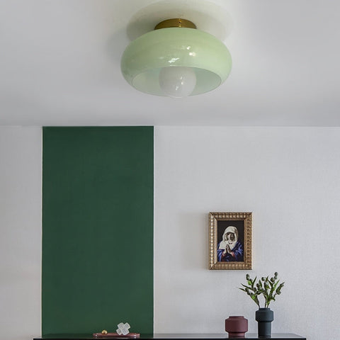 Glass Semi-Flush Ceiling Light with Mid-Century Form