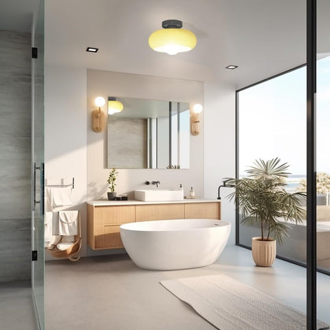 Glass Semi-Flush Ceiling Light with Mid-Century Form