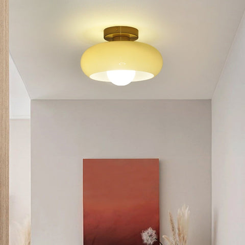 Glass Semi-Flush Ceiling Light with Mid-Century Form