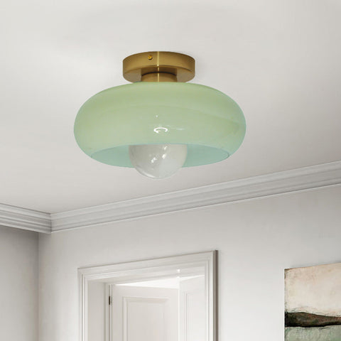 Glass Semi-Flush Ceiling Light with Mid-Century Form