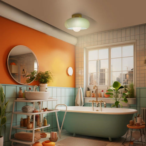 Glass Semi-Flush Ceiling Light with Mid-Century Form