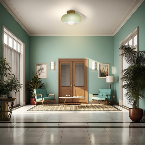 Glass Semi-Flush Ceiling Light with Mid-Century Form