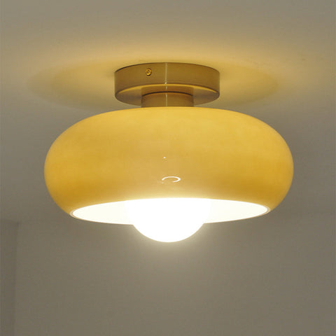 Glass Semi-Flush Ceiling Light with Mid-Century Form