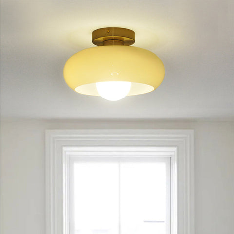 Glass Semi-Flush Ceiling Light with Mid-Century Form
