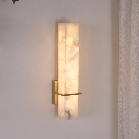 Alabaster Column LED Wall Sconce for Bedroom and Hallway Lighting