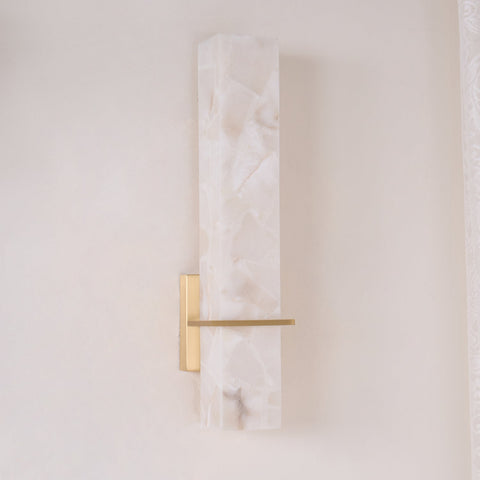 Alabaster Column LED Wall Sconce for Bedroom and Hallway Lighting